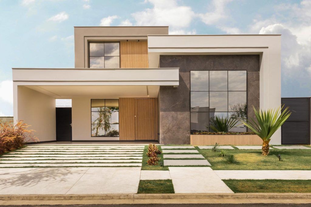 A modern house with several windows