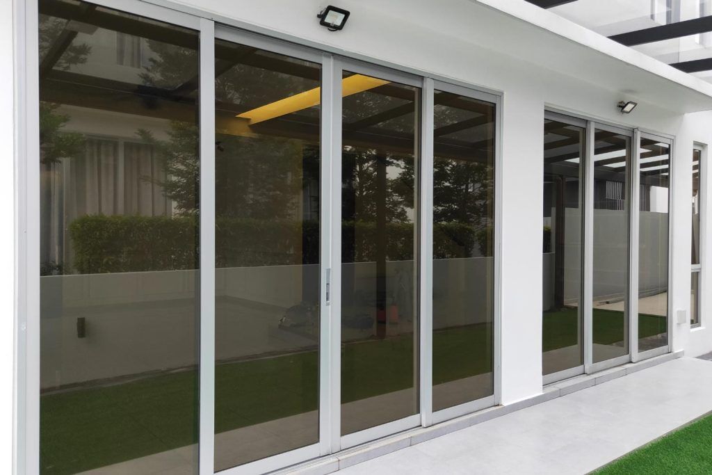 Glass doors and windows of a property