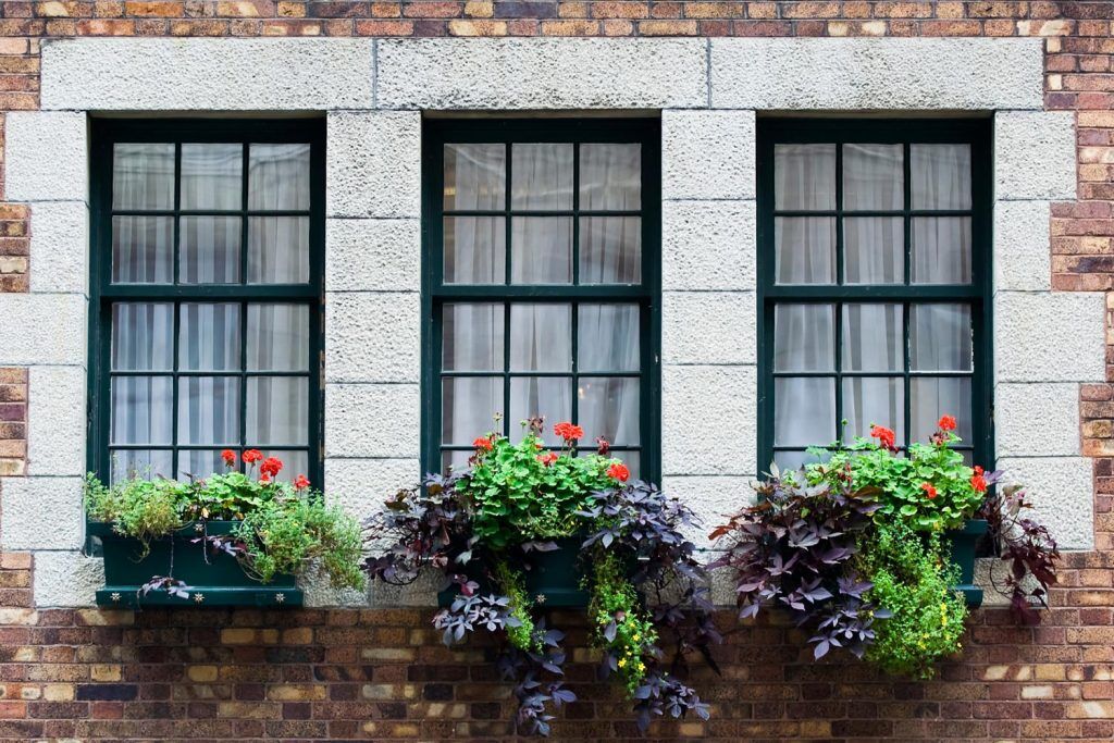 Three windows with black frame